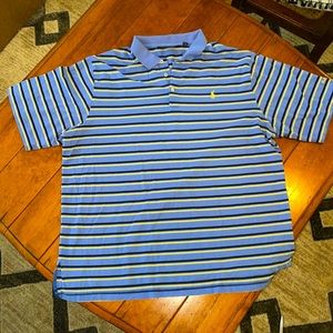 Polo Golf, Ralph Lauren, polo shirt, men’s XXL, blue w/ navy and yellow stripes
